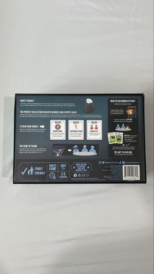Exploding Kitten Complete Set Board Game (Category: Board Games & Puzzles) located in Taiping. Submitted by buenothrift_ (Listing ID 1463248319, Image 2). Description: LIKE NEW MAIN SEKALI BARU COMPLETE SET WITH CONE, GAME RECIPES AND EXTRA CARD JUALAN CLEAR RUMAH RM60 POSTAGE DFOD J&T / +RM10 SM , +RM15 SS.