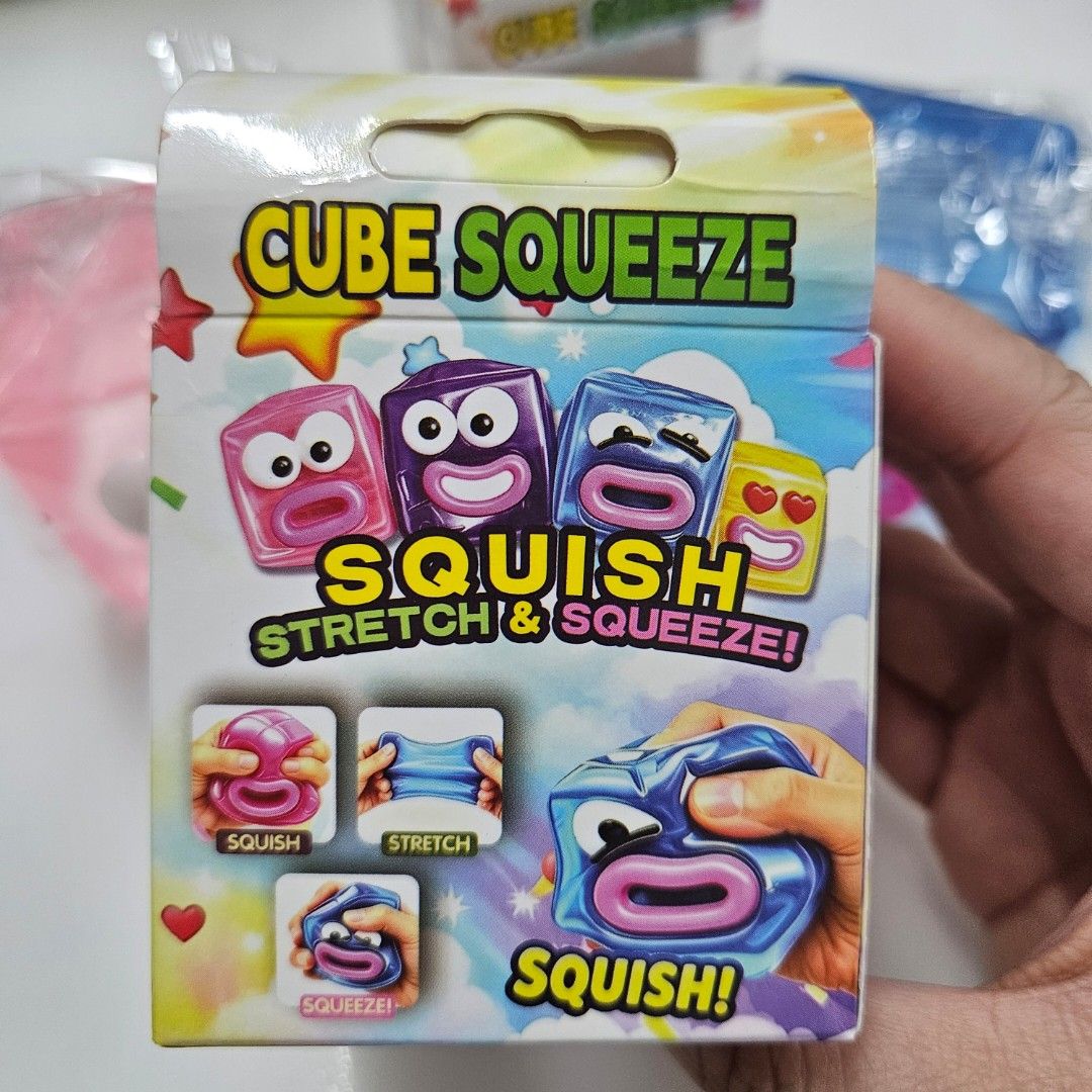 Face Cube Squeeze Squishy (Category: Designer & Blind Box Toys) located in Manila. Submitted by cam_c (Listing ID 1463142143, Image 2). Description: - Removable eyes and mouth - Sold per piece - Available in two cute colors: blue and pink. - Excellent for stress relief and playtime. - Each toy is individually wrapped with box.