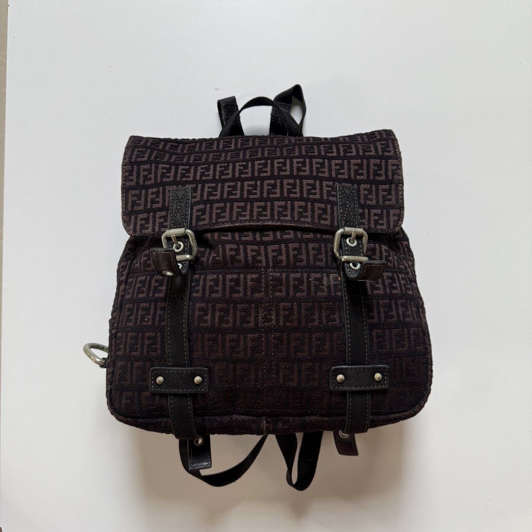 Fendi zucchino brown bagpack (Category: Luxury Bags & Wallets) located in Cavite. Submitted by kalebfindsluxs (Listing ID 1463312515, Image 1). Description: Fendi zucchino brown bagpack Good condition Sign of usage Check details - 4800 + sf Loc cavite Jnt / lalamove.