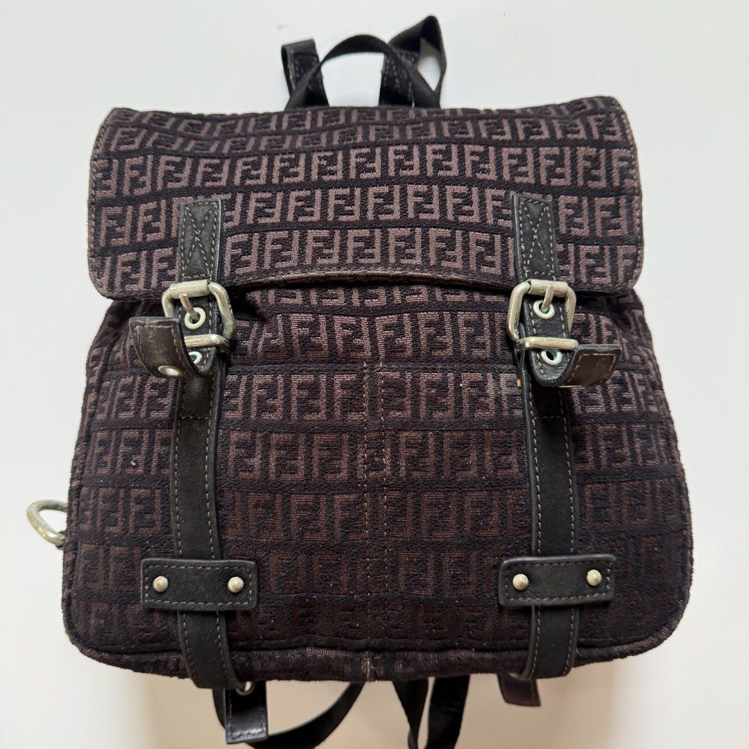 Fendi zucchino brown bagpack (Category: Luxury Bags & Wallets) located in Cavite. Submitted by kalebfindsluxs (Listing ID 1463312515, Image 2). Description: Fendi zucchino brown bagpack Good condition Sign of usage Check details - 4800 + sf Loc cavite Jnt / lalamove.