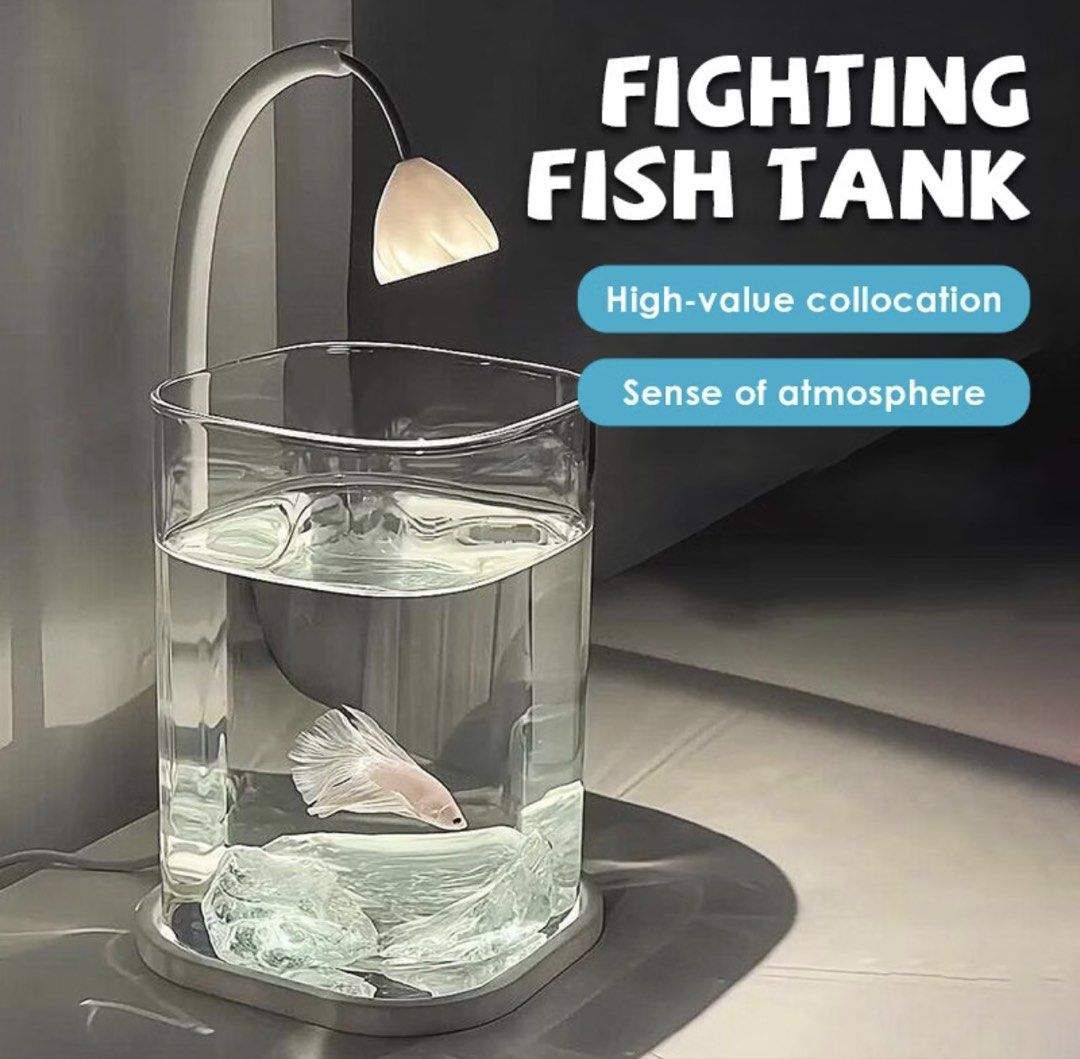 Fighting Fish Tank with LED Lamp (Category: Other Home Decor) located in Quezon City. Submitted by sell4less123 (Listing ID 1463273759, Image 1). Description: - Modern, minimalist fighting fish tank - Built-in LED lamp for soft ambient lighting - Clear glass construction with a sleek base - Ideal for betta fish or other small aquatic pets - Easy to set up and maintain ₱100/ea I have 2 units Payment first via gcash Location: the avenue residences 