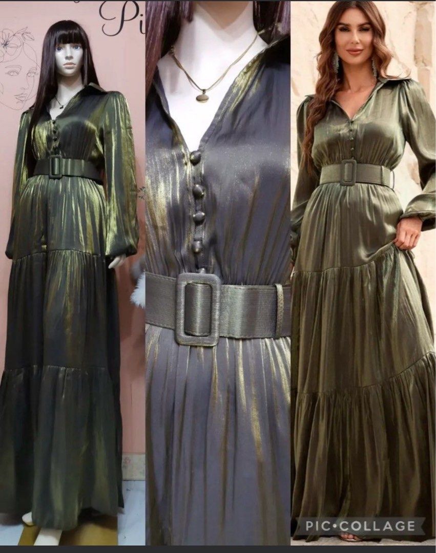 Flowy Maxi Dress with Belt (Category: Dresses) located in Paranaque City. Submitted by arolabs (Listing ID 1463268464, Image 1). Description: - Long sleeve maxi dress - Tiered skirt design - Includes a matching belt to cinch the waist - Fabric with a subtle sheen and texture - Button-up neckline - Perfect for dressing up or down.