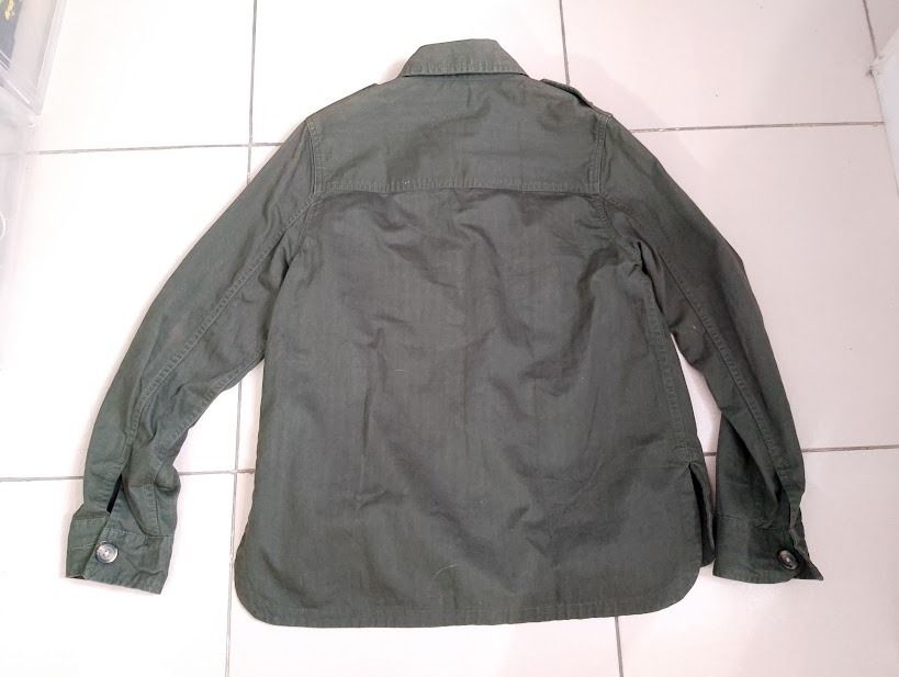 Forever 21 Olive Green Utility Jacket (Category: Coats, Jackets and Outerwear) located in Quezon City. Submitted by susmaryosep1 (Listing ID 1463255197, Image 2). Description: - Olive green utility jacket from Forever 21 - Size: S - Material: Cotton - Features: Button-up front, two chest pockets, two lower pockets, shoulder epaulets, button cuffs 400.