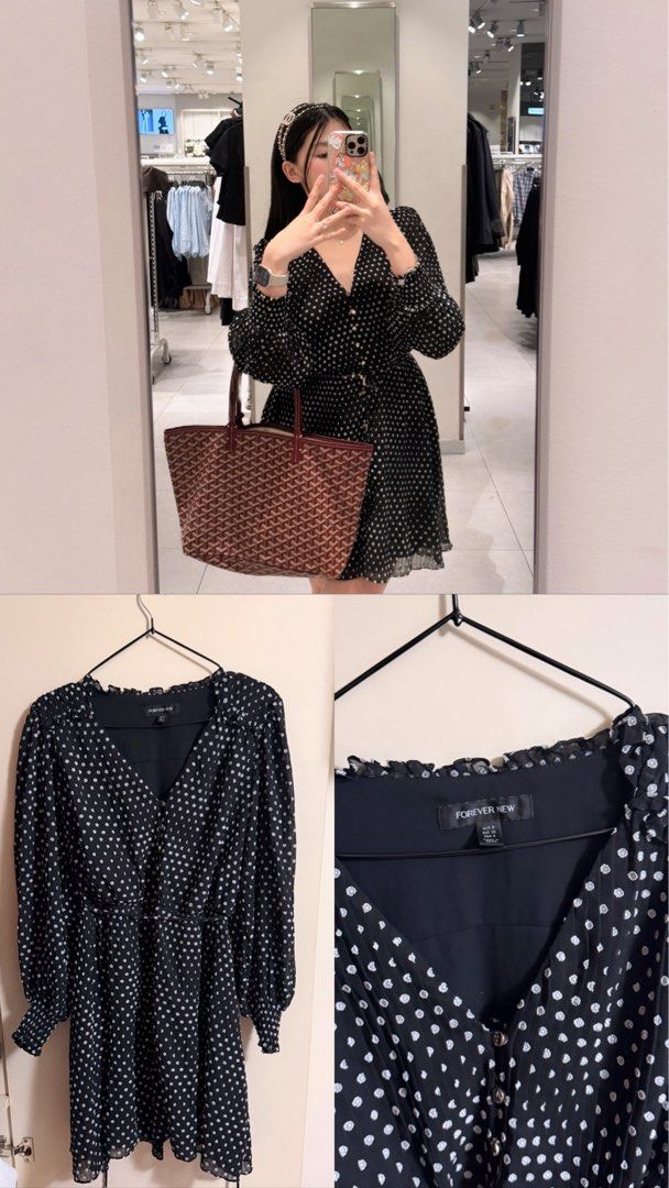 FOREVER NEW POLKA DRESS (Category: Dresses) located in Manila. Submitted by everythingprettyyy (Listing ID 1463169192, Image 1). Description: SUPERR CLASSY AND ELEGANT!!! small-medium 26-28 waistline Used 2-3 times lang .