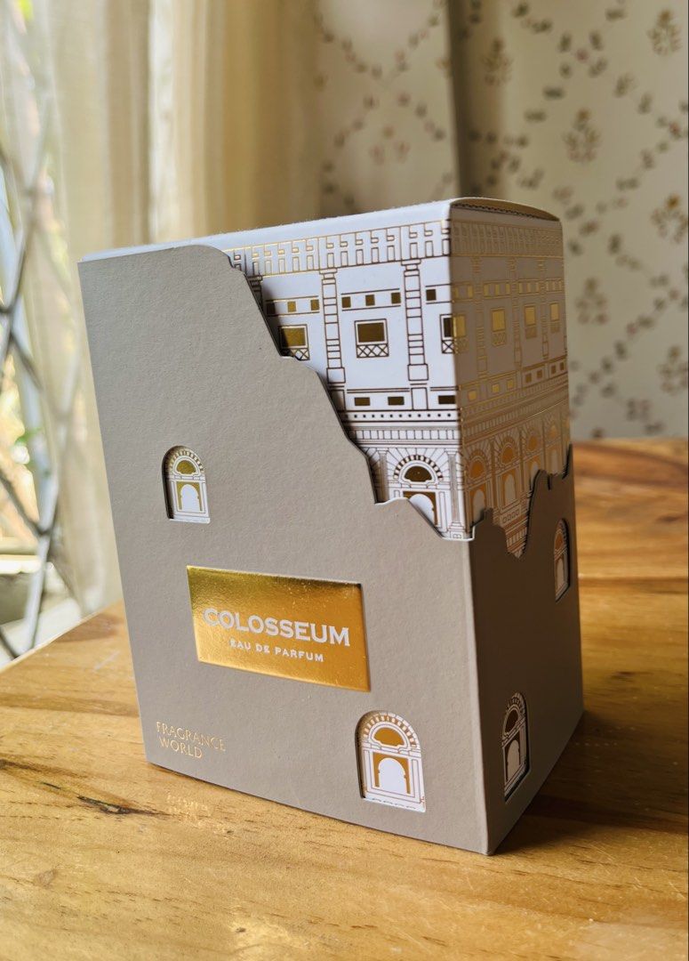 Fragrance World Colosseum Eau de Parfum (Category: Fragrance & Deodorants) located in Bacolod City. Submitted by vintage_vogue6100 (Listing ID 1463210663, Image 3). Description: - Fragrance: Colosseum Eau de Parfum by Fragrance World - Size: 100ml bottle - Packaging: Unique design inspired by the Colosseum - Ideal for: Collectors or as a special gift - Scent: Distinctive and captivating.