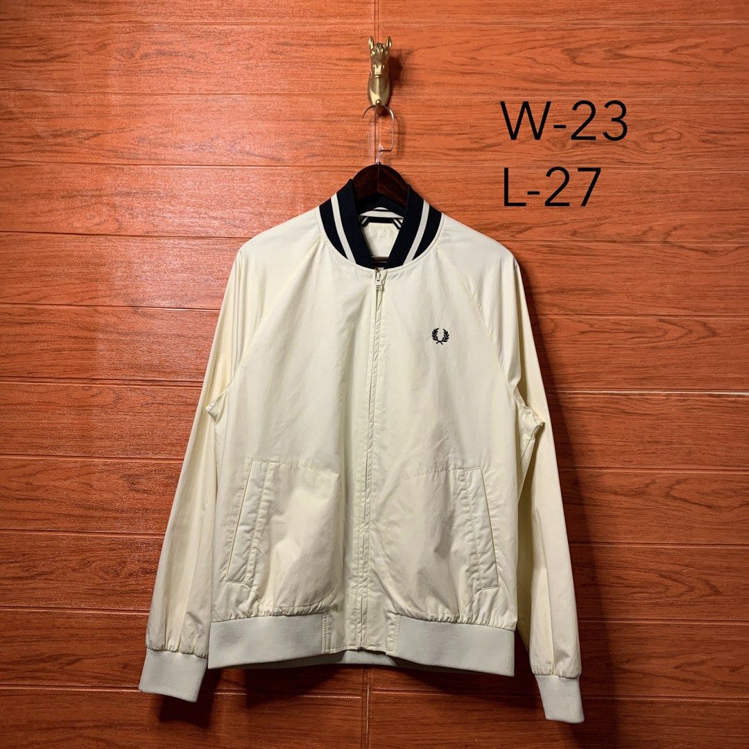 Fred Perry Offwhite Bomber Jacket (Category: Coats, Jackets and Outerwear) located in Quezon City. Submitted by donklasiko (Listing ID 1463224536, Image 2). Description: Condition: 9.5+/10 Pristine condition Issue: non Refer to the dimension 🤗 PM FOR MORE DETAILS NO RETURN, NO EXCHANGE & NO REFUND! ✅I ALSO ACCEPT TRADE/SWAP TO ANYTHING JUST DROP YOUR OFFER Please manage your expectations, this is a secondhand item. What you see is what you get �