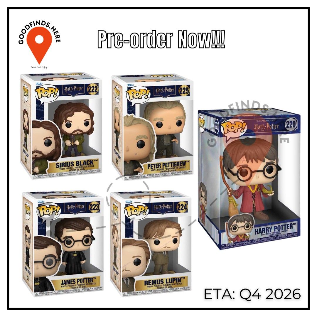Funko: Harry Potter Preorder (Category: Designer & Blind Box Toys) located in Pasig City. Submitted by goodfinds.here (Listing ID 1463274234, Image 1). Description: ❗Funko: Harry Potter Preorder❗ ▪️Sirius Black ▪️Peter Pettigrew ▪️James Potter ▪️Remus Lupin ₱800 each / DP: 400 each ▪️Harry Potter 10" ₱3k / DP: 1,500 ETA: Q4 2026 (subject for DELAY or to change without prior notice) ❗For Pre-order ONLY, No extra available❗ DOWNPAYMENT is required 