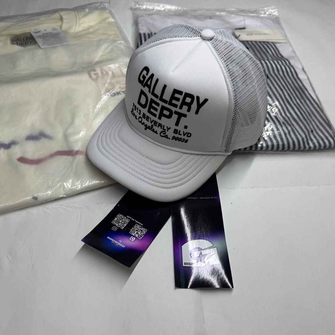 Gallery Dept. Trucker Cap (Category: Caps & Hats) located in Manila. Submitted by godspeedmnl (Listing ID 1463149261, Image 1). Description: Gallery Dept. Trucker Cap 1,789PHP / Colorway: White (Feel free to message me for additional photos.) Package included: • Gallery Dept. Trucker Cap x 1 • Godspeed Mnl Paper Bag • Godspeed Mnl logo & streetwear stickers. • Chance to be added to our GVIP list for exclusive discounts and early access. - • We do
