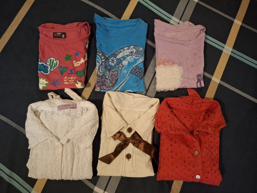 Girls kids Tops Bundle 2-3T (Category: Babies & Kids Fashion) located in Manila. Submitted by jilliese (Listing ID 1463177772, Image 1). Description: Selling my daughters preloved clothes Branded In very good condition Take all set Fit 1-3T yrs old Loc: Baesa Caloocan.