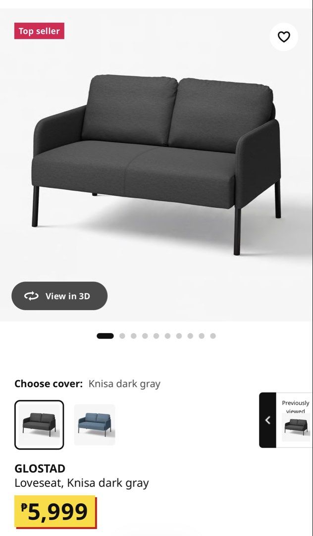 Glostad IKEA Sofa (Category: Sofas) located in Manila. Submitted by safeshackph (Listing ID 1463324219, Image 3). Description: - Glostad Sofa from IKEA - Assembled already - Bought first week of September - Minimal usage - Compact design, ideal for smaller spaces - Suitable for living rooms or bedrooms RFS: moved out and no space for it 📍 Pickup at Monumento, Caloocan.