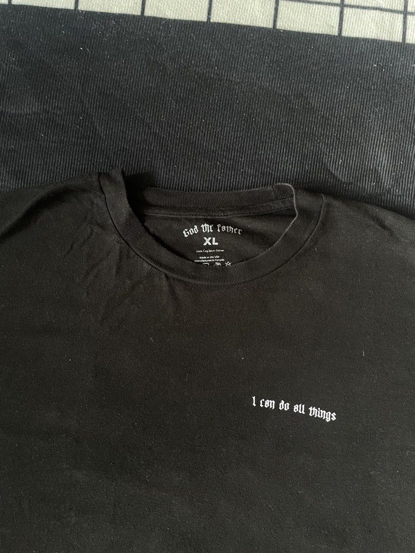 God the Father “I Can Do All Things” Tee (Category: Tshirts & Polo Shirts ) located in Naga. Submitted by curatedslips (Listing ID 1463281795, Image 2). Description: God the Father “I Can Do All Things” Tee 📏 23.5x30 ⚠️ Signs of use .