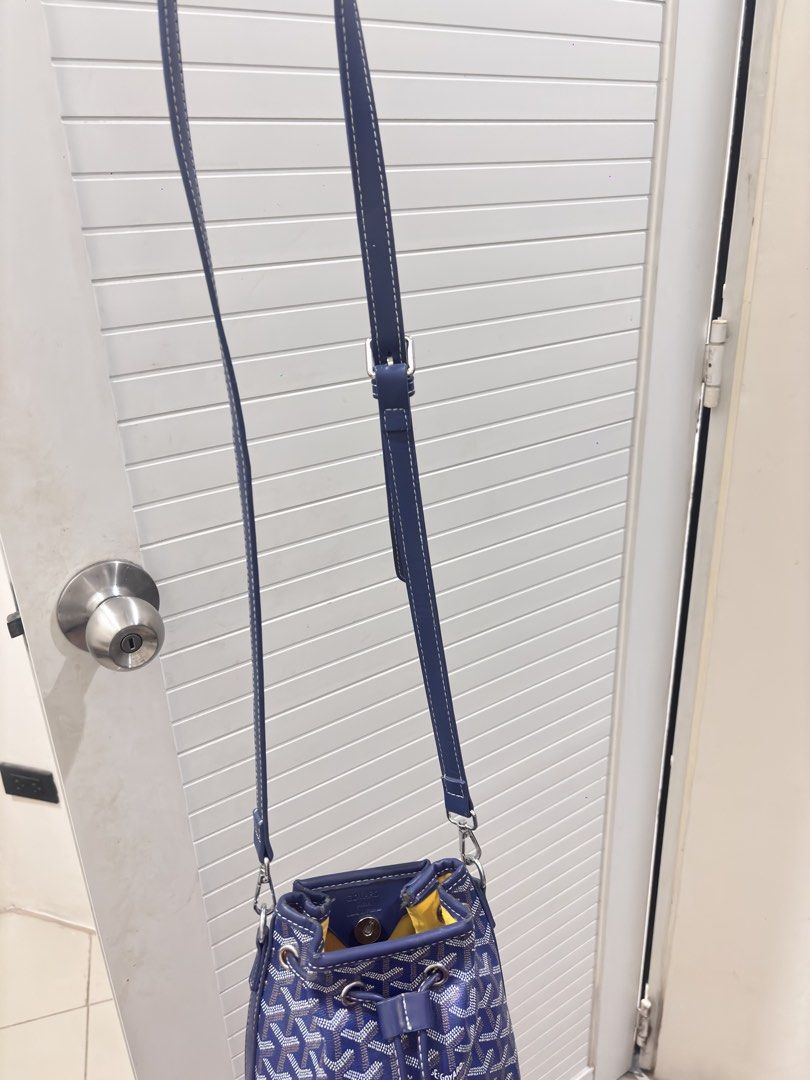 Goyard Blue Monogram Bucket Bag (Category: Luxury Bags & Wallets) located in Manila. Submitted by xoxo_tine (Listing ID 1463240068, Image 3). Description: - Authentic Blue Goyard Bucket Bag - Signature Goyardine Monogram Print - Durable Leather Trim - Secure Drawstring Closure - Adjustable Shoulder Strap for Comfort - Vibrant Yellow Interior Lining - Ideal for Everyday Use or Travel - Shows Minimal Signs of Wear.