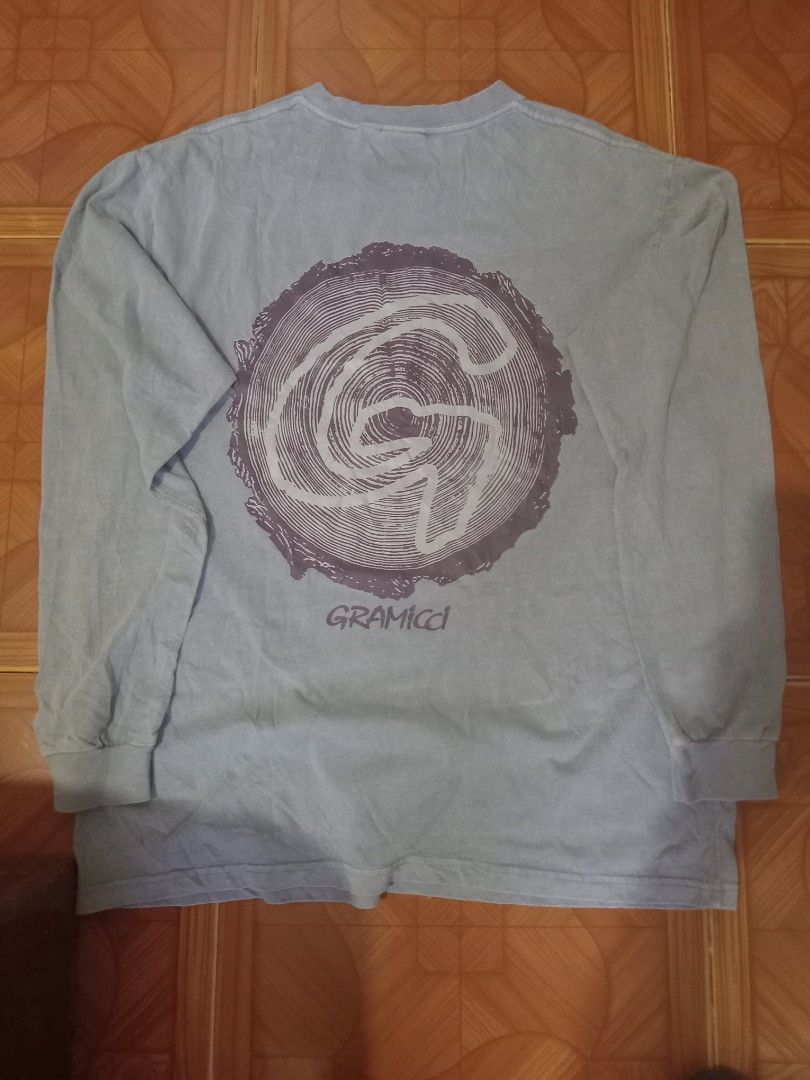 Gramicci Long Sleeve (Category: Tshirts & Polo Shirts ) located in Bacoor. Submitted by kristianl71969 (Listing ID 1463134486, Image 2). Description: - Gramicci Long Sleeve Tee - Color: Light blue/grey - Design: Graphic print on back, small logo on front chest - Material: 100% Cotton - Size: Medium (fits like Asia Large) - Ideal for: Casual wear -22x28 -verygood condi -no issue -need wash -850 freeship.