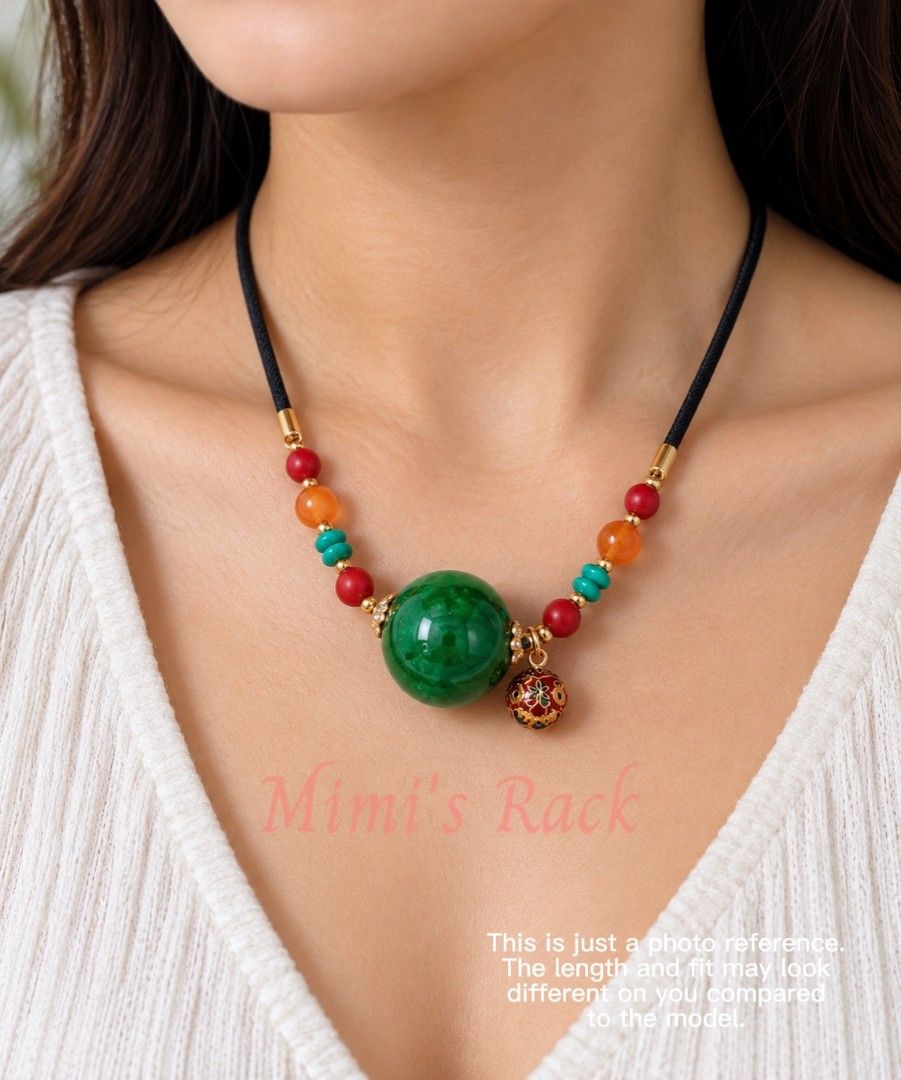 GREEN CERAMIC BALL WITH CHARM ROPE NECKLACE (Category: Necklaces) located in Taguig. Submitted by mimisrack (Listing ID 1463297098, Image 1). Description: 💚Simple, earthy charm necklace with calm and balanced energy vibes -Green ceramic ball symbolizes growth, renewal, and harmony -Green tones are associated with balance, freshness, and steady progress -Cute and meaningful gift for calm, growth, and fresh beginnings 🧿 length: adjustable. approx
