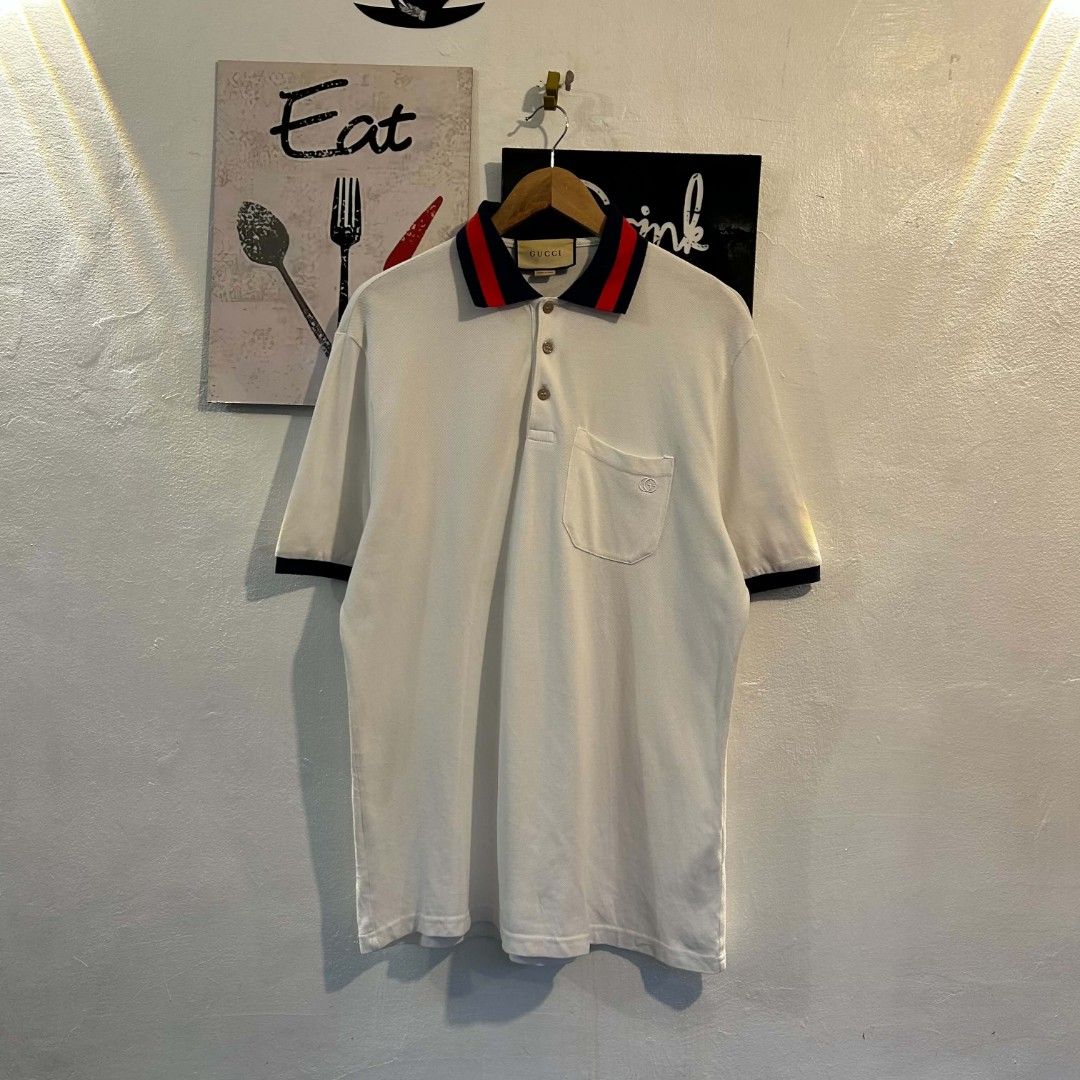 Gucci Striped Collar Polo Shirt (Category: Tshirts & Polo Shirts ) located in Quezon City. Submitted by streetwearandluxph (Listing ID 1463326433, Image 2). Description: Gucci Striped Collar Polo Shirt.