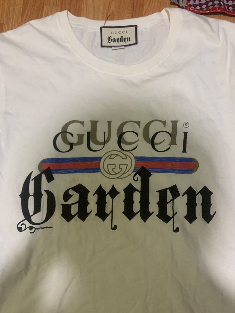 Gucci x garden (Category: Luxury Apparel) located in Tuguegarao City. Submitted by jaly35 (Listing ID 1463304636, Image 1). Description: Gucci x garden Italy made For me and women Size:M-L Complete silk and paper wash tag Clothing no issue Take note: if you want to buy this i hope you have patience because the clothe is being clean and fixing to make look presentable thank you for the coordination and patience. Loc:Tuguegarao city Deliver for far