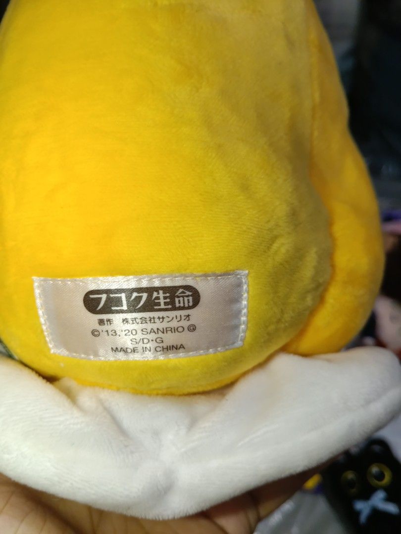 gudetama sitting on a white cushion (Category: Plushies & Soft Toys) located in San Marcelino. Submitted by cmplushies (Listing ID 1463192183, Image 3). Description: .
