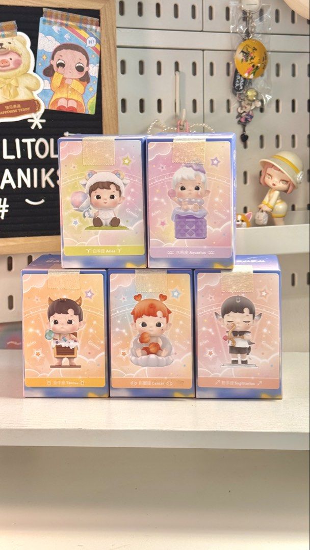 Hacipupu The Constellation Series (Category: Designer & Blind Box Toys) located in Muntinlupa City. Submitted by litol_aniks (Listing ID 1463220603, Image 3). Description: ⋆. 𐙚 ˚ popmart hacipupu constellation figure series 🛒 ₱500 each only (from ₱700 srp) ⤷ sealed foil, open from bottom box ⤷ complete, open to check card only ⤷ authentic; onhand and ready to ship mop: gcash, gotyme, bpi mod: lalamove, j&t, meet up 📍 alabang, muntinlupa wts lf