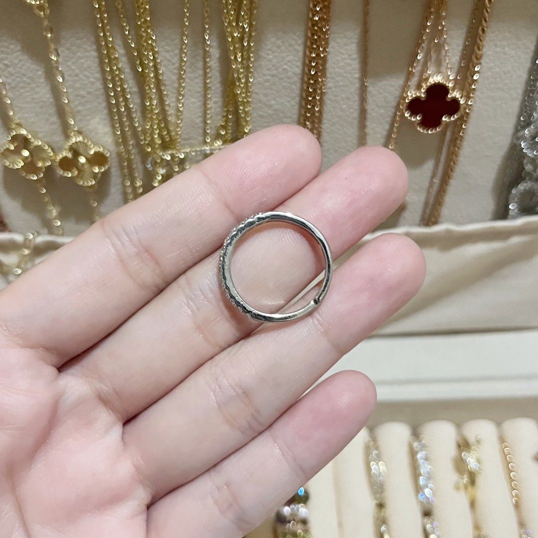 HALF ETERNITY ADJUSTABLE SILVER RING (Category: Rings) located in Talavera. Submitted by curatedbykhy (Listing ID 1459817781, Image 3). Description: ✨ ITEM DESCRIPTION ✨ size: Adjustable • All items posted are handpicked/curated by me, so you can assure that all items are top-notch quality. • Not easy to tarnish — fashion jewelries may still tarnish over time depending on usage. If you’re looking for lifetime jewelry, real gold is recommended. • 