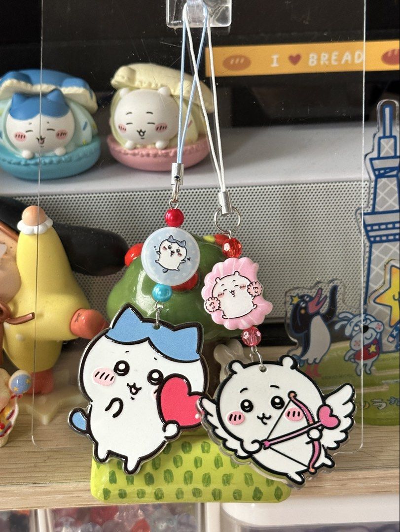 Handmade Chiikawa Hachiware Phone Charms (Category: Other Mobile & Gadget Accessories) located in Cainta. Submitted by pomocha (Listing ID 1463248281, Image 1). Description: 🍀Please read before ordering🍀 🐱 Hachiware - ₱120 AVAILABLE 🐹 Chiikawa - ₱120 AVAILABLE 🍎These charms are handmade by me 🍎When being delivered to you they will be packed with care with proper packaging (plastic and paper backing) for your charm 🫶 🍎There is usually no d