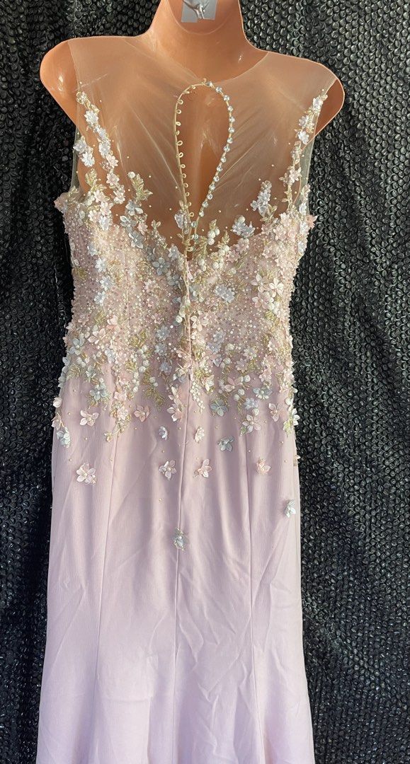 Hannah Kong beaded pink gown (Category: Evening dresses & gowns) located in Mandaluyong City. Submitted by coolmeybab (Listing ID 1463276977, Image 2). Description: Beautiful beaded gown Buttons at the back made of glass crystals Perfect for formal events Ask for measurements .