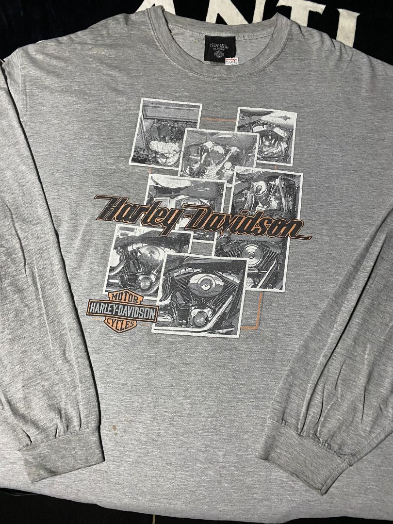Harley davidson | 2008 long sleeves (Category: Tshirts & Polo Shirts ) located in Las Pinas. Submitted by all_details_posted (Listing ID 1463137182, Image 1). Description: scratch on front print (not noticeable), hole on right underarm, stains not sure if washable, crackprints, very minimal distress in hem and neckline.