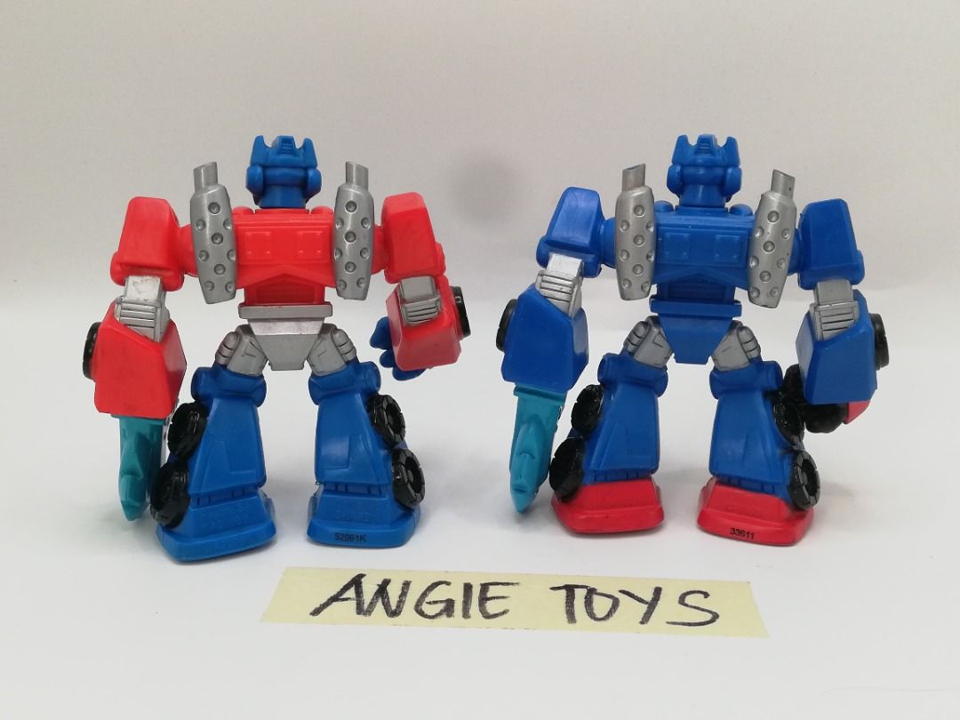 Hasbro Playskool Transformers Rescue Bots Optimus Prime Set - Red & Blue Variants (Category: Action & Battle Toys) located in Davao. Submitted by angiesvintagetoyshoppe (Listing ID 1463282076, Image 2). Description: Selling this matching pair of authentic 2014 Hasbro Playskool Heroes Transformers Rescue Bots Optimus Prime action figures. Great toddler-friendly size designed for sturdy, chunky play! Perfect for little hands or collectors completin