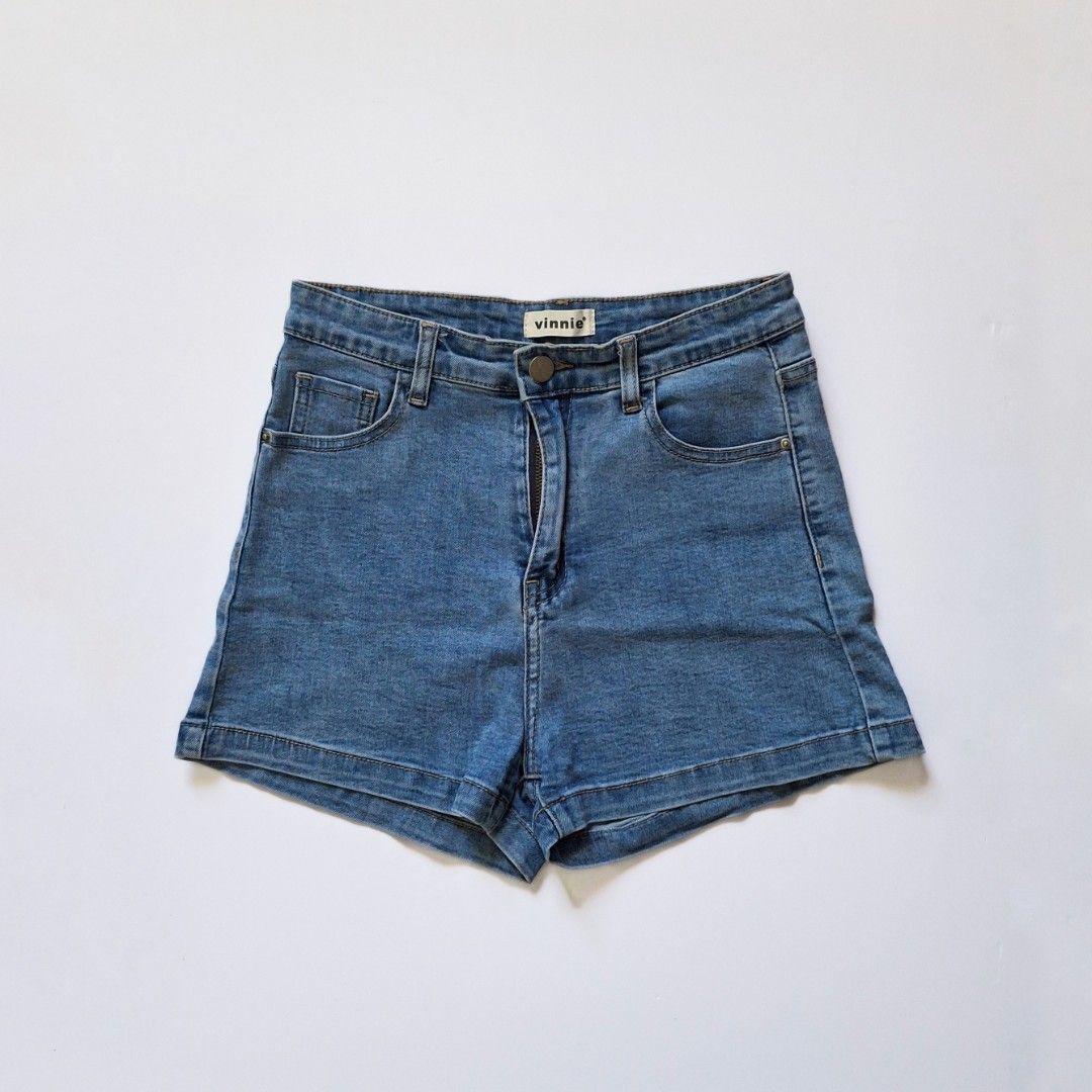 High-Waisted Denim Shorts | Vinnie (Category: Shorts) located in Tarlac. Submitted by brownbasket (Listing ID 1463144995, Image 1). Description: Size: SX-S Price + Sf MOP: Gcash | MariBank MOD: J&T .