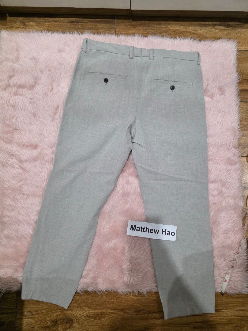 H&m smart trousers men light beige (Category: Trousers) located in Manila. Submitted by machoxmatt (Listing ID 1463188325, Image 3). Description: fitted only (no more tags) size: euro 32 waist: 17 inches length: 35.5 inches (altered) mop:bdo/gcash shipping at buyer's expense.