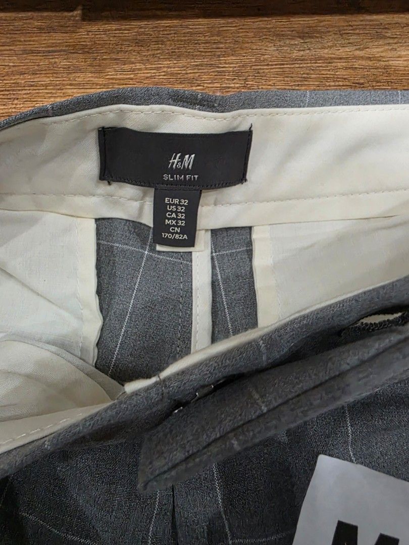 H&m trousers grey checkered (Category: Trousers) located in Manila. Submitted by machoxmatt (Listing ID 1463187526, Image 2). Description: fitted only (no more tags) size: euro 32 waist: 17 inches length: 36 inches (altered) mop:bdo/gcash shipping at buyer's expense.