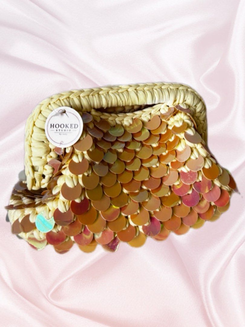 Hooked Studio Crochet Sequin Clutch Bag (Category: Clutches) located in Taguig. Submitted by hookedstudio.duma (Listing ID 1463183743, Image 1). Description: -100% Handmade -10.5inch W x 7inch H - Cute crochet clutch with shiny sequins. - Ideal for parties, events or a night out. - Adds a touch of sparkle to any outfit..