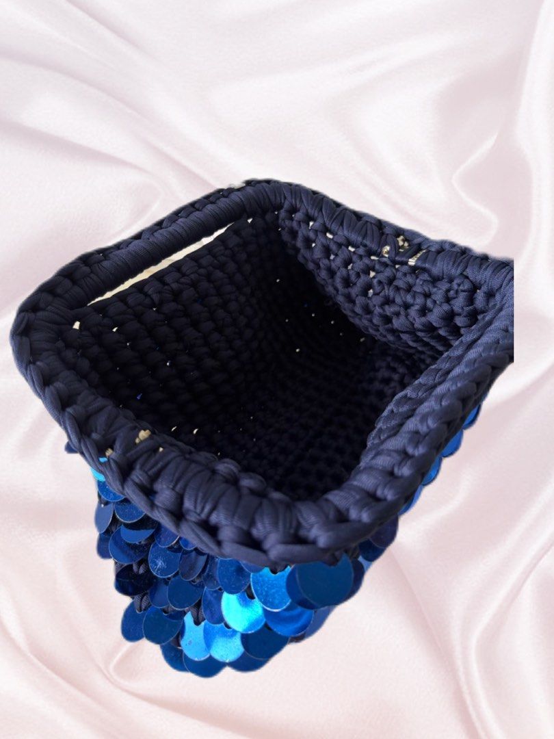 Hooked Studio Navy Blue Sequin Clutch Bag (Category: Clutches) located in Taguig. Submitted by hookedstudio.duma (Listing ID 1463183141, Image 2). Description: -100% Handmade - 10inch W x 6inch -Pretty Spacious - Navy blue clutch bag from Hooked Studio - Covered in shimmering blue sequins - Brand new - Ideal for parties, events, or a night out.