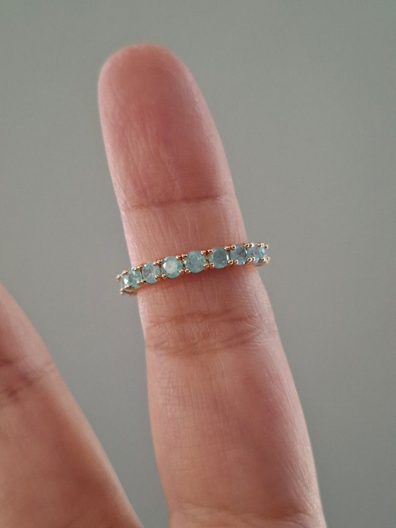Ice Blue Stones Full Eternity Ring Size 7 (Category: Rings) located in Dasmarinas. Submitted by danabrie22 (Listing ID 1463217286, Image 1). Description: size 7 very well-made, excellent crafstmanship 10/10 condition brand new stainless steel & ice blue-colored cubic zirconia stones made in Hongkong.