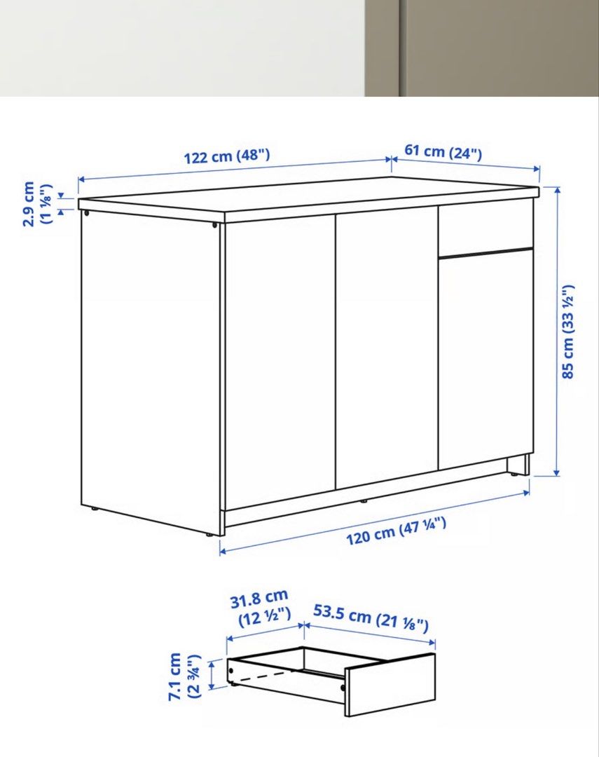 Ikea Kitchen counter and cabinet (Category: Other Kitchenware & Tableware) located in Quezon City. Submitted by katie8michelle (Listing ID 1463325765, Image 3). Description: Rush sale, renovating the kitchen Bought from ikea, great condition. Comes with knobs already, and a utility tray inside the drawer.
