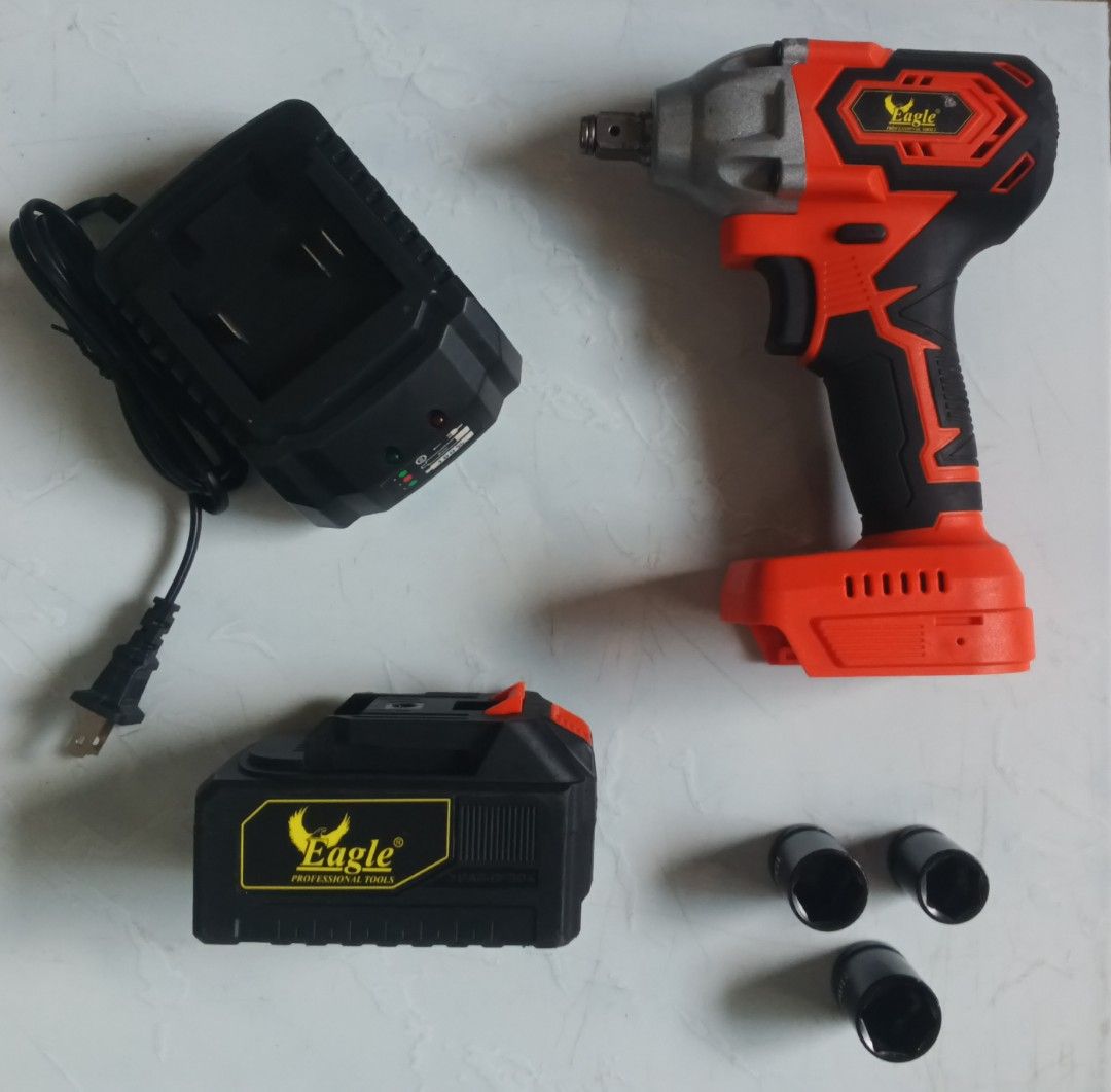 IMPACT WRENCH EAGLE ORIGINAL NEW (Category: Construction Tools & Equipment) located in Manila. Submitted by wokwithyan. (Listing ID 1463277759, Image 1). Description: - Eagle Professional Tools Cordless Impact Wrench - Powerful Brushless Motor - Includes: Charger, 2.0Ah 10C Battery - Comes with 3 Sockets: 17mm, 19mm, 21mm - Ideal for Automotive Work & DIY Projects - Heavy Duty - Hi - Capacity Battery .