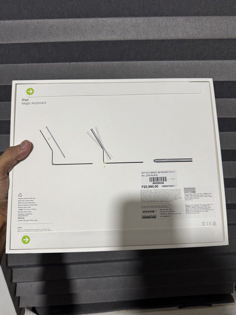 iPad Air 13inch Magic Keyboard (Category: Computer Keyboard) located in Manila. Submitted by Shoppify (Listing ID 1463261533, Image 2). Description: Apple Magic Keyboard for iPad Air 13inch M2 / M3 / M4 — Brand New & Sealed 🔥 📦 Brand New & Factory Sealed ⌨️ Compatible with iPad Air Model M2, M3 & M4 — 13inch ✨ Original Apple Magic Keyboard 💯 Never opened, never used 🎁 Perfect for upgrading your iPad Air into a laptop-like setup 📩 PM for pric