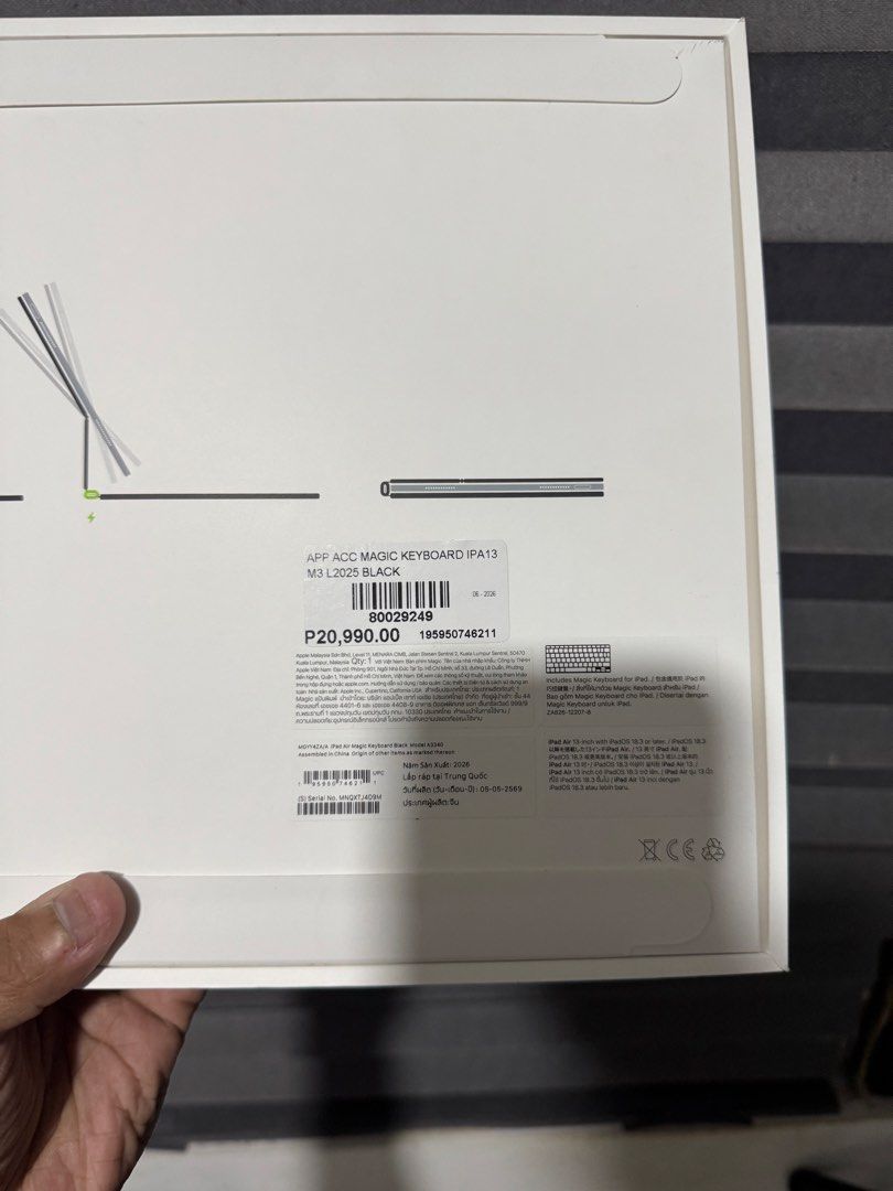 iPad Air 13inch Magic Keyboard (Category: Computer Keyboard) located in Manila. Submitted by Shoppify (Listing ID 1463261533, Image 3). Description: Apple Magic Keyboard for iPad Air 13inch M2 / M3 / M4 — Brand New & Sealed 🔥 📦 Brand New & Factory Sealed ⌨️ Compatible with iPad Air Model M2, M3 & M4 — 13inch ✨ Original Apple Magic Keyboard 💯 Never opened, never used 🎁 Perfect for upgrading your iPad Air into a laptop-like setup 📩 PM for pric