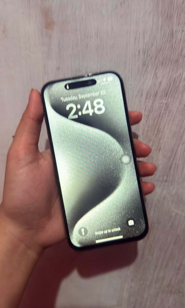iphone 15pro 128gb (Category: iPhone 15 Series) located in Cavite. Submitted by tanyasy2729 (Listing ID 1463324085, Image 2). Description: For sale iphone 15pro 128gb wifi use only no reset/update battery 🔋 86% back camera ✔️ issue not working front camera/ backglass/ replace lcd version 18.0 unknown parts loc imus cavite.