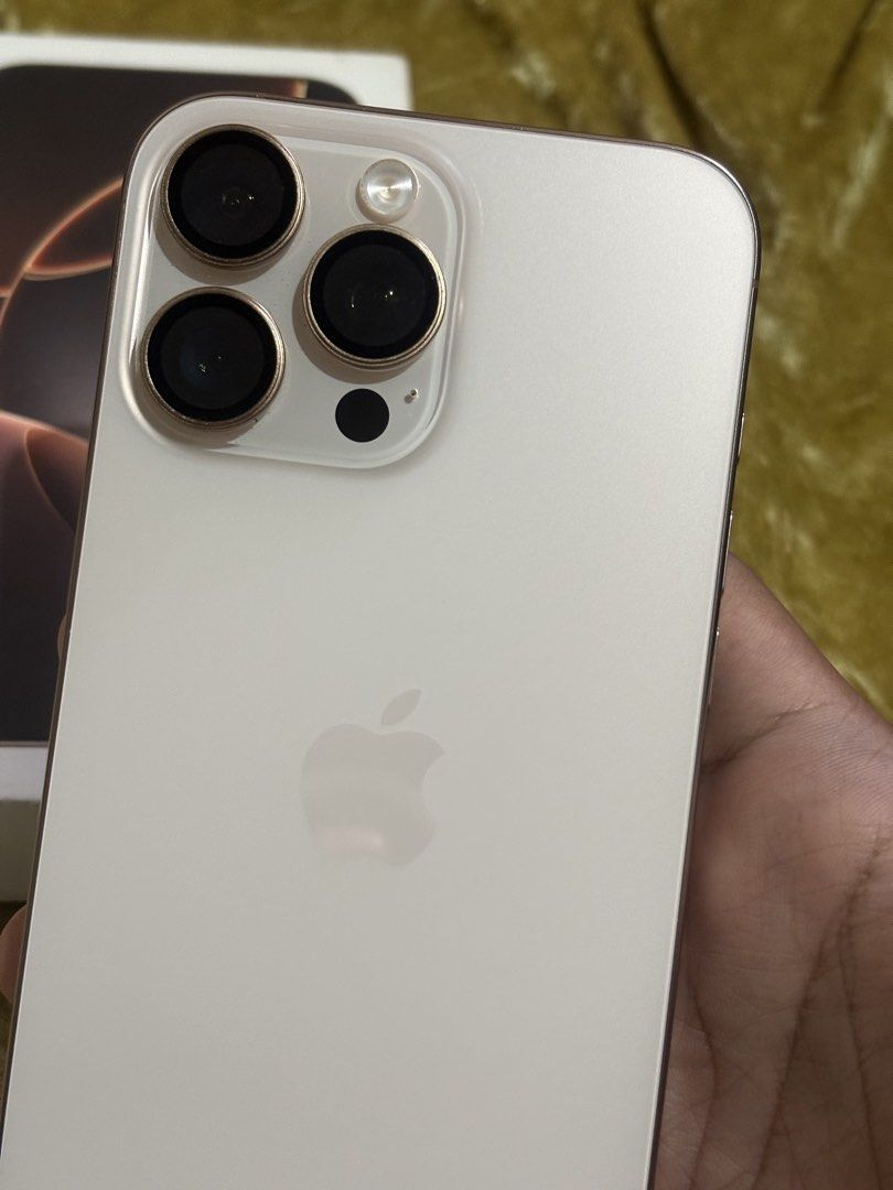 iPhone 16 Pro Max 256gb NTC (Category: iPhone 16 Series) located in Caloocan City. Submitted by angebelena (Listing ID 1463121348, Image 3). Description: iPhone 16 Pro Max 256gb Desert Titanium Openline [Factory Unlocked] 89% BH 400+ CC All working Complete with box same imei and Cord P44,999 fixed For sale or Swap to your lOS Devices. Pref. 15 Pro/Max or offer. North Caloocan area. Willing to meetup around SM Fairview / SM SJDM / Savano Park or 