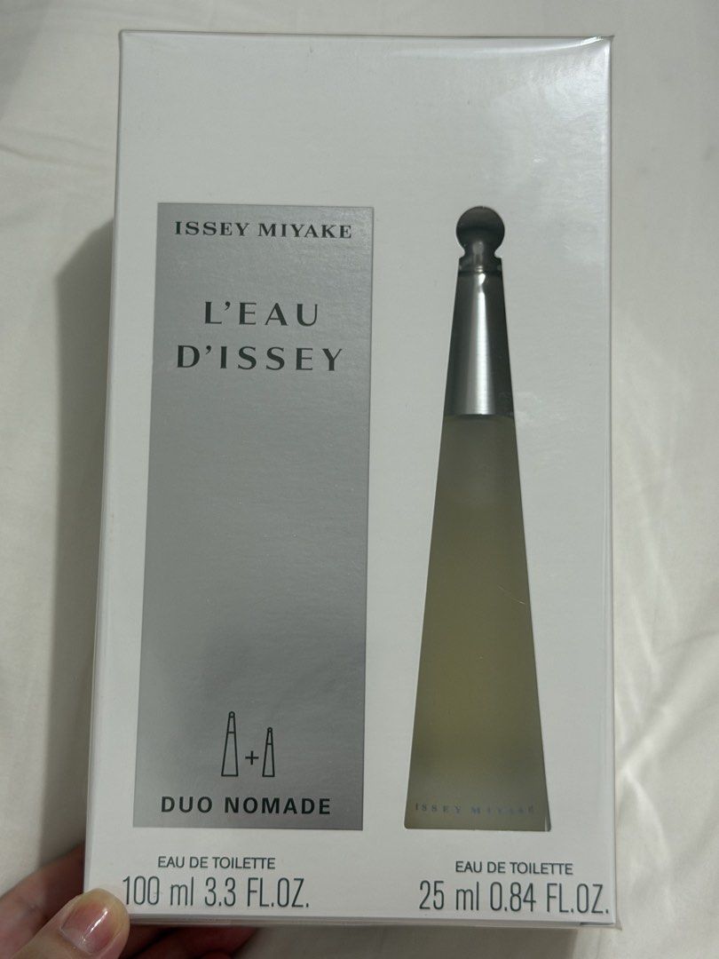 Issey Miyake Eau de Toilette Gift Set (Category: Fragrance & Deodorants) located in Quezon City. Submitted by missblogful (Listing ID 1463296022, Image 1). Description: - Issey Miyake L'Eau D'Issey Duo Nomade Gift Set - Brand New, Unopened, and Sealed - Set includes: 100ml Eau de Toilette and 25ml Eau de Toilette - Original Retail Price: P6,950.00 from Rustans .