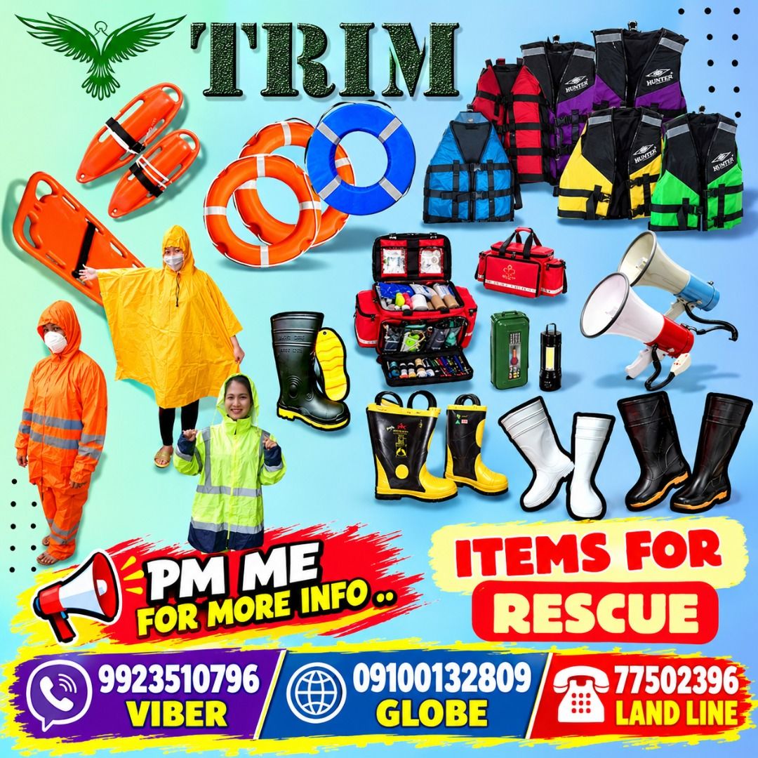 Items for Rescue - Life Vests, Boots, First Aid Kits (Category: Looking For) located in Caloocan City. Submitted by trzl_liza14 (Listing ID 1463141262, Image 1). Description: ✅ Guaranteed lowest price ✅ Quality products ✅ Big discount for bulk orders ✅ 100% LEGIT TRUSTED SUPPLIER! ✅ With Complete Legal Documents ✅ BIR Registered We Supply All Kinds Of PPE Supplies, Raincoat, Hard Hat, Cooler Box, Plastic Trash Bin, Road Barriers, Kayak Boats, Cry