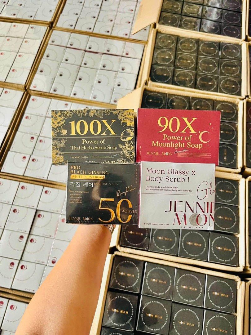 Jennie Moon (Category: Body Care) located in Quezon City. Submitted by kikayandbeyondbybreezemnl (Listing ID 1463155161, Image 1). Description: JENNIE MOON • 100x Power of Thai Herbs Scrub Soap 400 • 90x Power of Moonlight Soap 300 • Pro Black Ginseng White Plus Cream 400 • Moon Glassy X Body Scrub 400 ✔️ Available for Retail and WhoIesaIe / Resellers ✔️ 100% authentic.