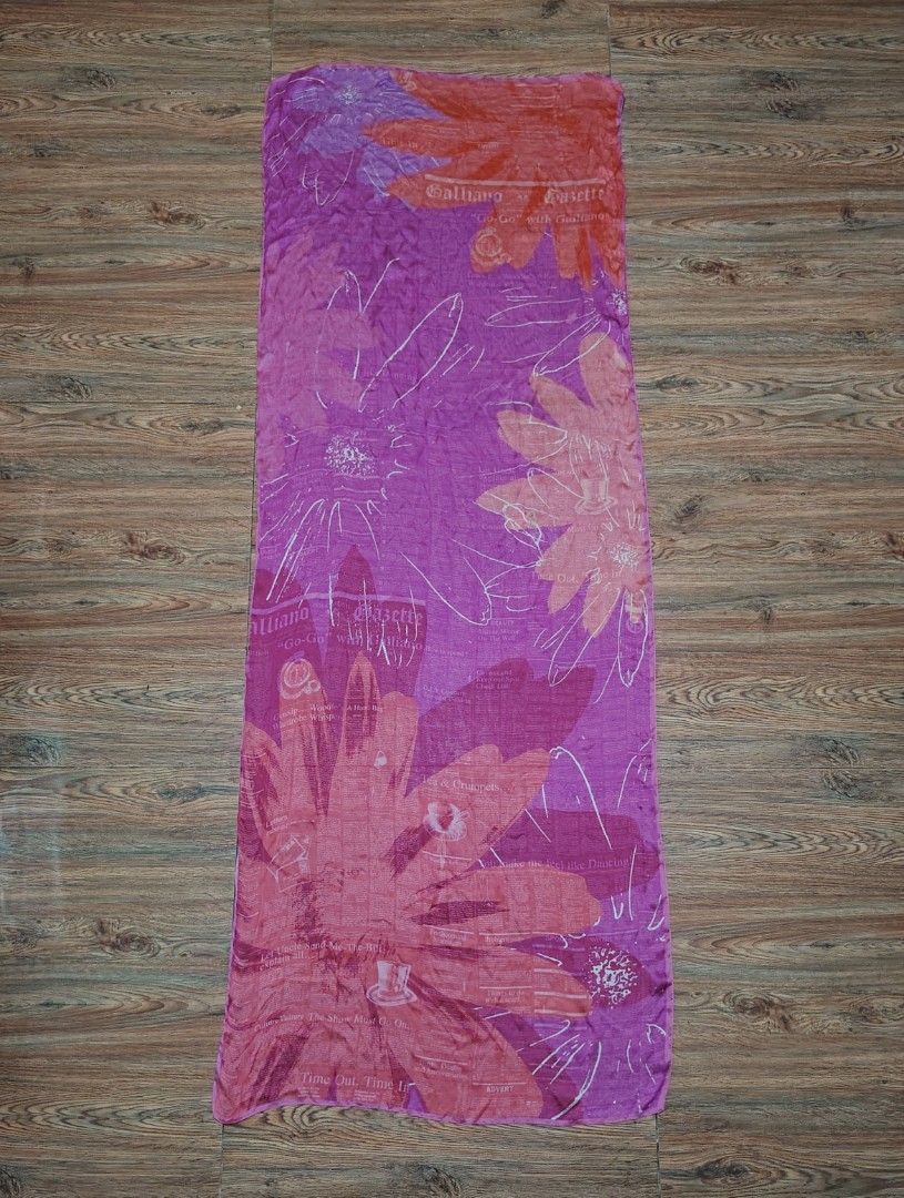 JOHN GALLIANO - Printed Silk Scarf (Category: Scarves) located in Manila. Submitted by espesyaloffer (Listing ID 1463129414, Image 1). Description: JOHN GALLIANO - Printed Silk Scarf Condition : 9/10 Dimensions ⬇️ Width : 25 Length : 68 Flaws : none P3,480 + sf.