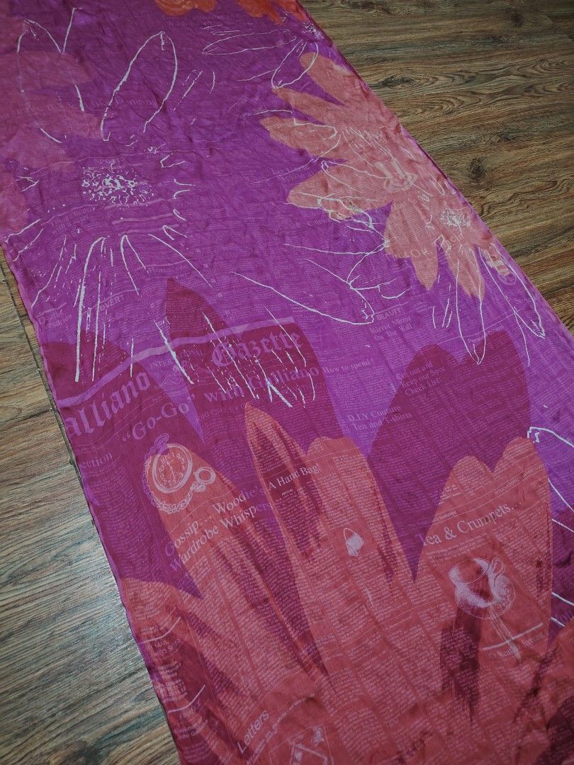 JOHN GALLIANO - Printed Silk Scarf (Category: Scarves) located in Manila. Submitted by espesyaloffer (Listing ID 1463129414, Image 3). Description: JOHN GALLIANO - Printed Silk Scarf Condition : 9/10 Dimensions ⬇️ Width : 25 Length : 68 Flaws : none P3,480 + sf.