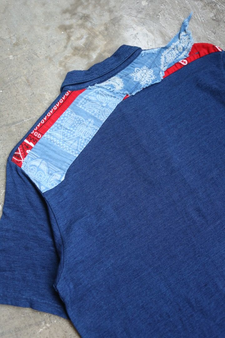 Kapital - Bandana Patchwork Polo (Category: Tshirts & Polo Shirts ) located in Manila. Submitted by graymatter_ (Listing ID 1463219753, Image 3). Description: Kapital - Bandana Patchwork Polo Tagged Size: 3 Condition: 9.5/10 Material: 100% Cotton Made in: Japan Dimensions Length: 28 Width: 20.5 Shoulder: 18 Sleeve: 9 .