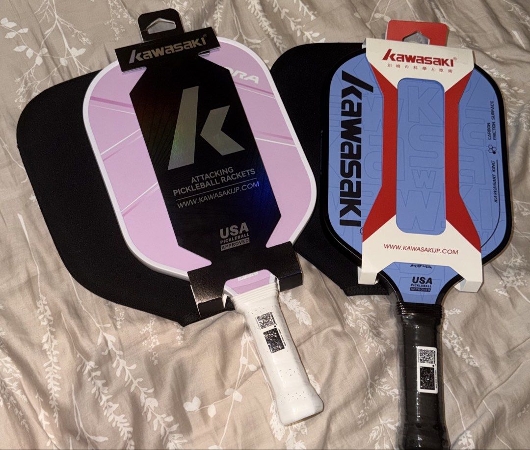 Kawasaki Pickleball Racket (Category: Racket and Ball Sports) located in Manila. Submitted by lucii_files02 (Listing ID 1463247245, Image 2). Description: ✨ Kawasaki Aurora (Pink) - ₱1,400 ✨ Kawasaki King 6 (Blue) - ₱2,600 both ₱3,800 ✔️ 100% Unused ✔️ USA Pickleball Approved ✔️ Comes with free sleeve + original receipt 📩 Send a message to claim yours!.