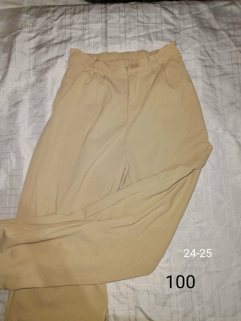 Khaki High-Waisted Pants Size 24-25 (Category: Other Bottoms) located in Manila. Submitted by ck.key (Listing ID 1463203947, Image 1). Description: - High-waisted khaki pants - Comfortable elasticated back waistband - Button and zip front closure - Stylish pleated detail - Estimated size: 24-25 - Price: PHP 100.
