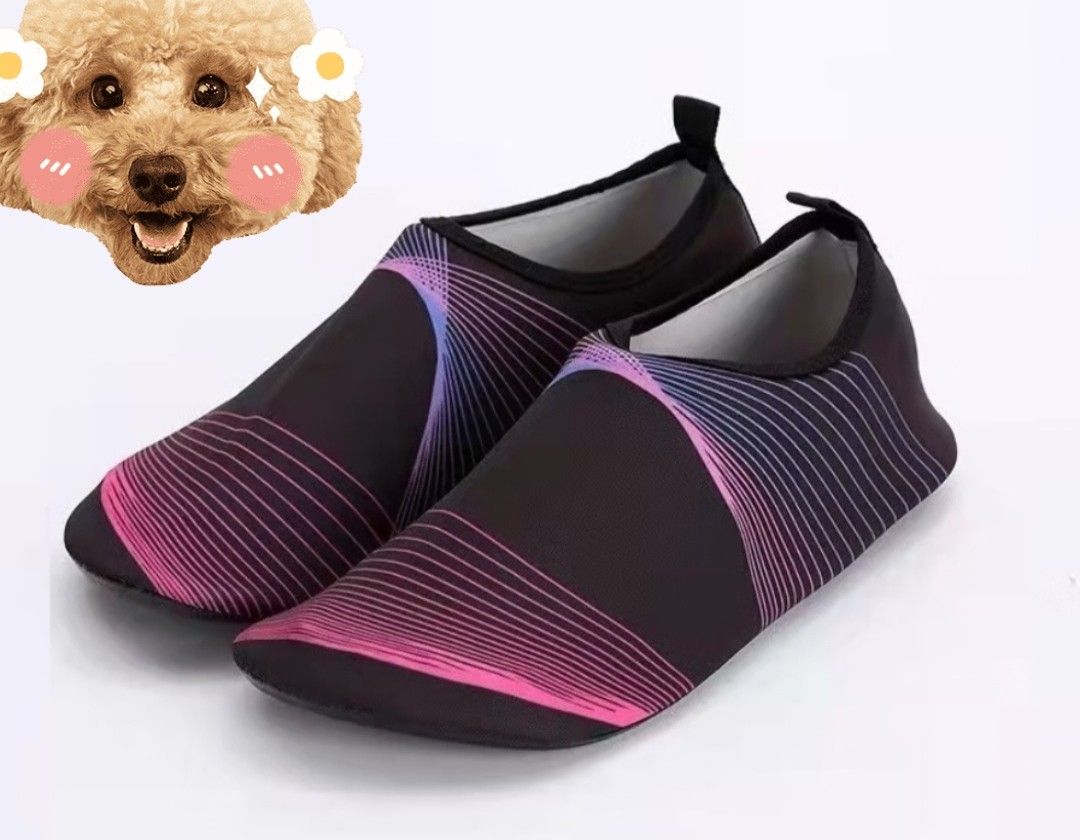 Kids Aqua Shoes (Size 32) (Category: Heels) located in San Mateo. Submitted by shop_with_nicer (Listing ID 1463214884, Image 2). Description: Brand New, size 32 - Stylish black water shoes with a vibrant pink and blue gradient line design. - Made from a stretchy, quick-drying material for maximum comfort. - Features flat, flexible soles for easy movement and grip. - Effortless slip-on and slip-off design. - Ideal for beach trips, pool days, and v