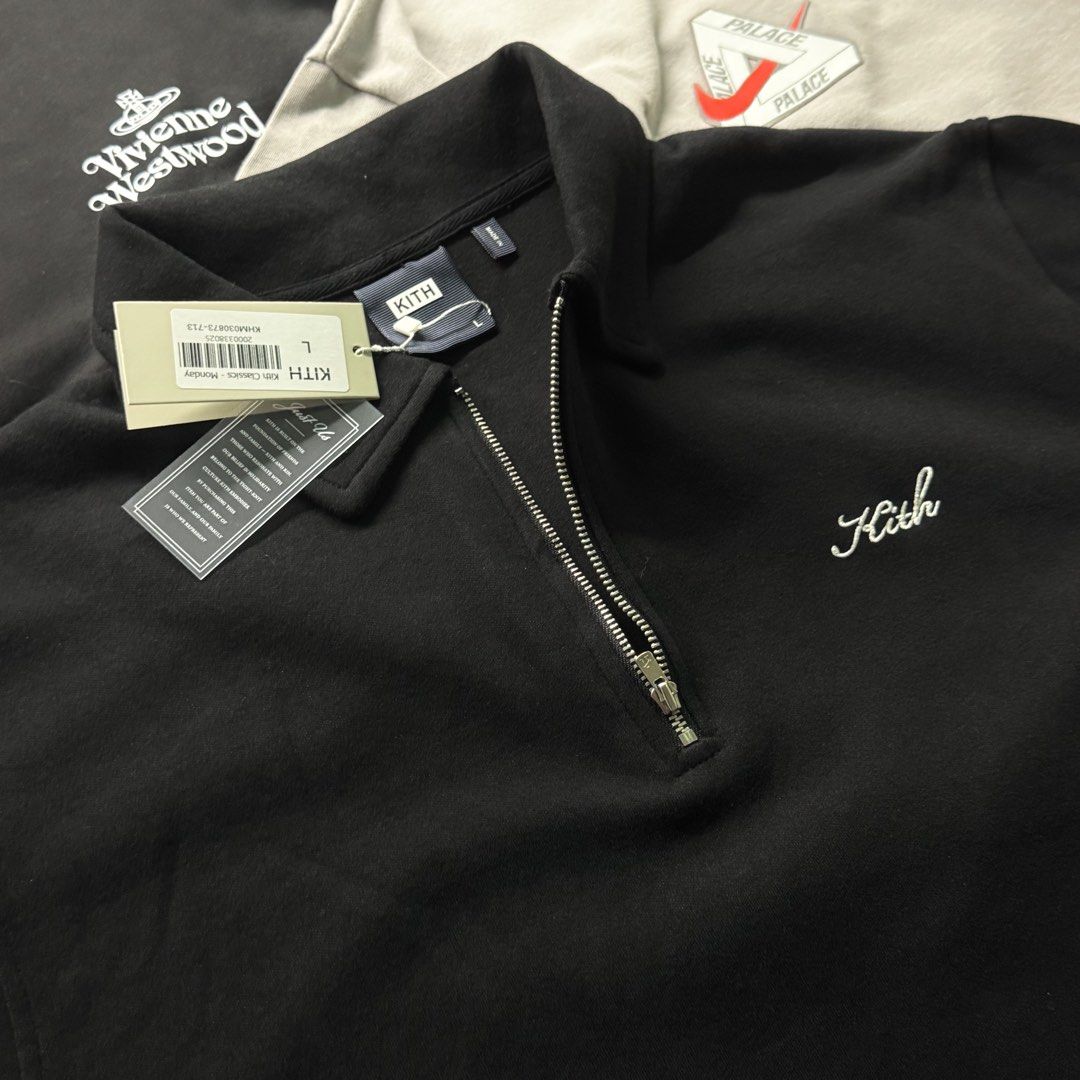 Kith Quarter-Zip Sweatshirt (Category: Coats, Jackets and Outerwear) located in Manila. Submitted by godspeedmnl (Listing ID 1463150347, Image 2). Description: Kith Quarter-Zip Sweatshirt 5,589PHP / Sizes: S, M, L, XL Colorway: Black (Feel free to message me for additional photos.) Package included: • Kith Quarter-Zip Sweatshirt x 1 • Godspeed Mnl Paper Bag • Godspeed Mnl logo & streetwear stickers. • Chance to be added to our GVIP list for exclu