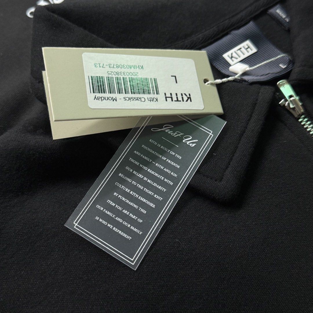Kith Quarter-Zip Sweatshirt (Category: Coats, Jackets and Outerwear) located in Manila. Submitted by godspeedmnl (Listing ID 1463150347, Image 3). Description: Kith Quarter-Zip Sweatshirt 5,589PHP / Sizes: S, M, L, XL Colorway: Black (Feel free to message me for additional photos.) Package included: • Kith Quarter-Zip Sweatshirt x 1 • Godspeed Mnl Paper Bag • Godspeed Mnl logo & streetwear stickers. • Chance to be added to our GVIP list for exclu
